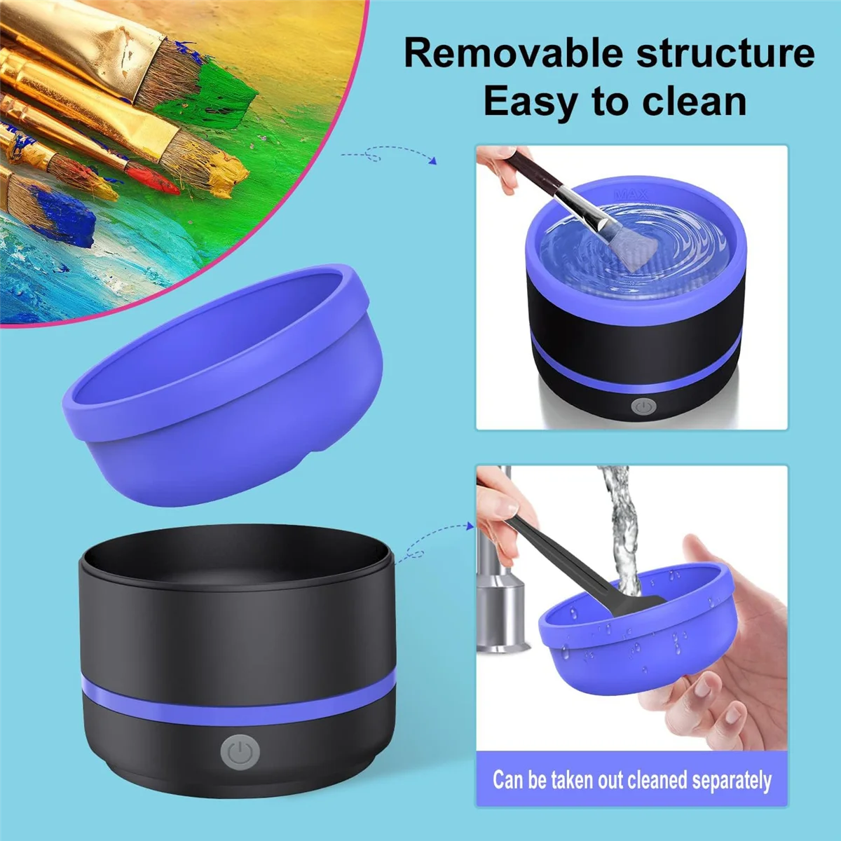 Limpiador eléctrico del cepillo de pintura del cepillo del maquillaje, taza eléctrica del enjuague del limpiador del cepillo de pintura,
