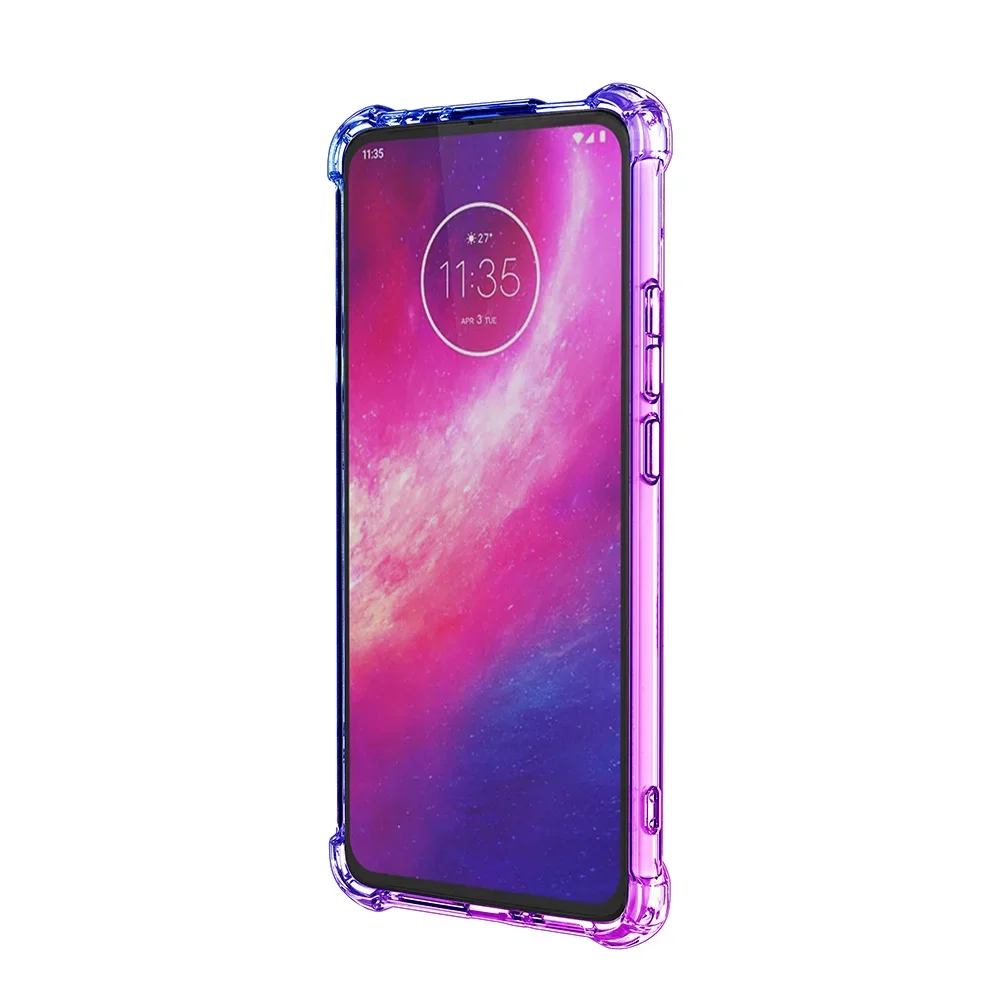 Moto One Hyper Gradient Half Transparent Phone Case For Moto One Hyper Ultra Rainbow Airbag Shockproof Protective Cover Funda