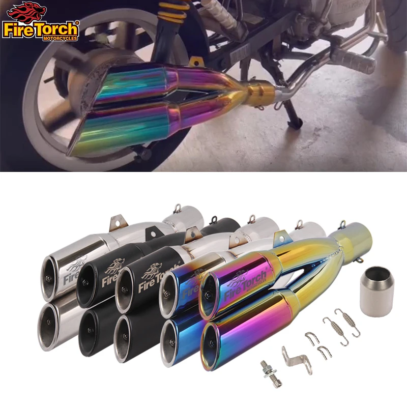 

Motorcycle Exhaust Modified Muffler With Removable Double Holes Espace Moto DB Killer For CBR500 Z400 Ninja300 Z750 R3 Z1000
