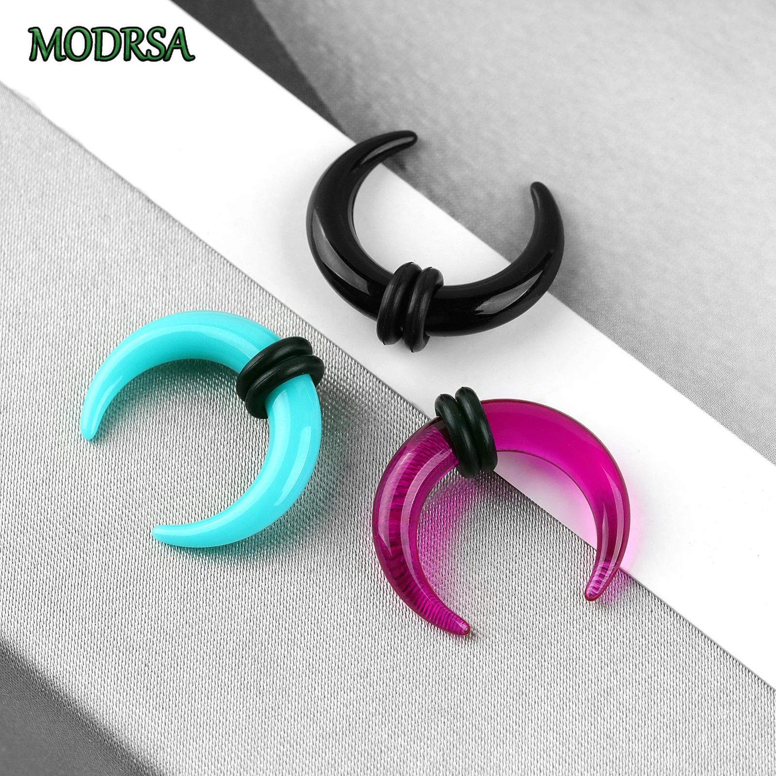 MODRSA 9pcs/Set Acrylic Nose Piercing Bullhorn Nose Ring Helix Piercing Punk Ear Stretching Kit Body Piercing Jewelry Earrings