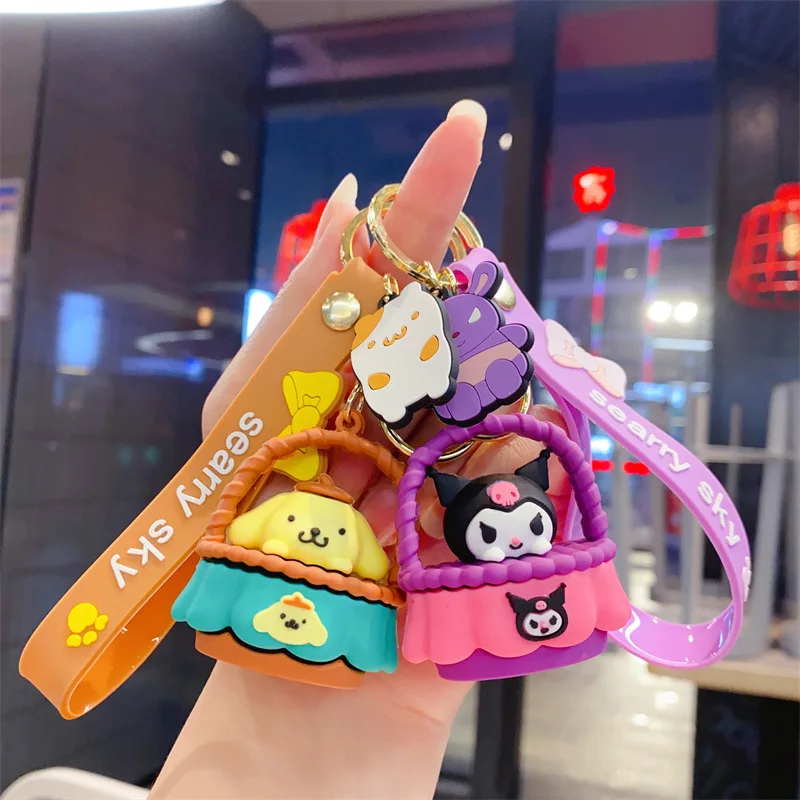 Sanrio Cinnamoroll Hello Kitty Key Chain Key Ring Pendant Kawaii Doll Bag Ornament Accessories Cradle Anime Creative Kids Gifts