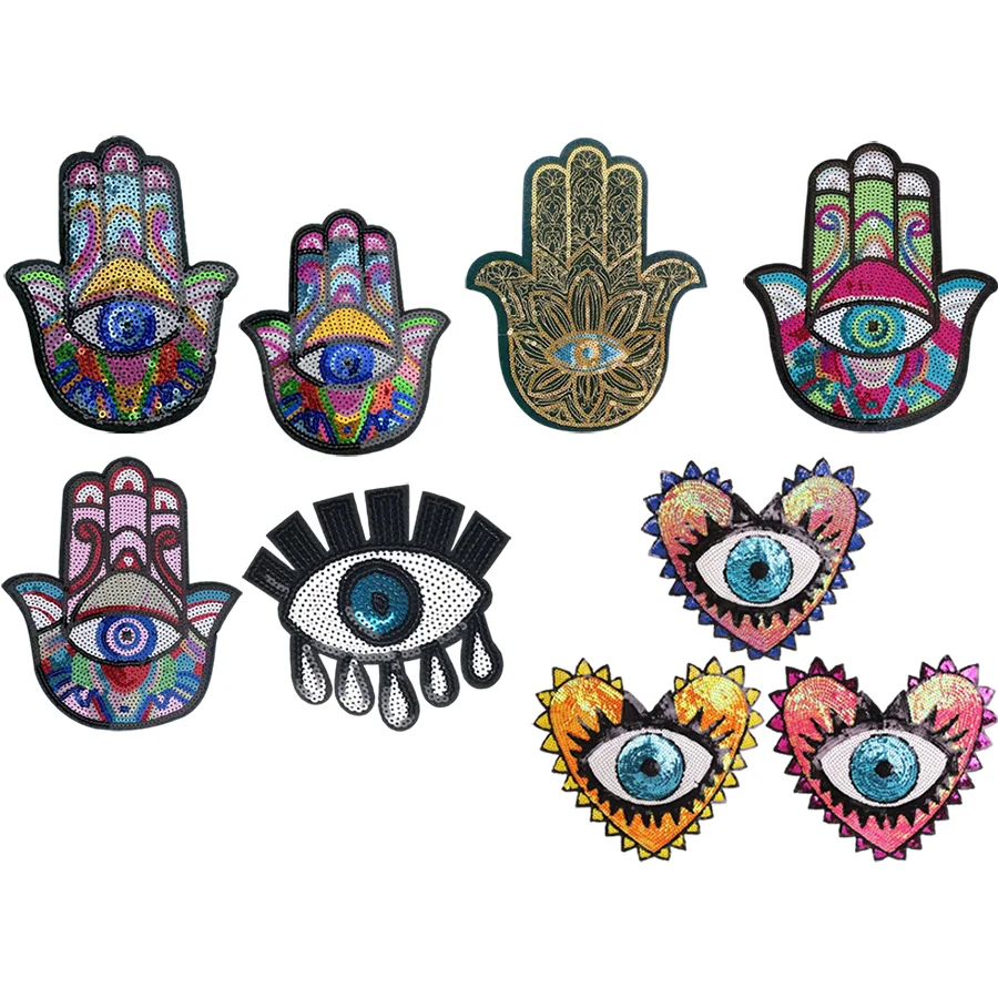 الجملة عين الشر الحديد على التصحيح حجم كبير مطرزة النخيل الطوطم للسترات وحقائب الظهر #2