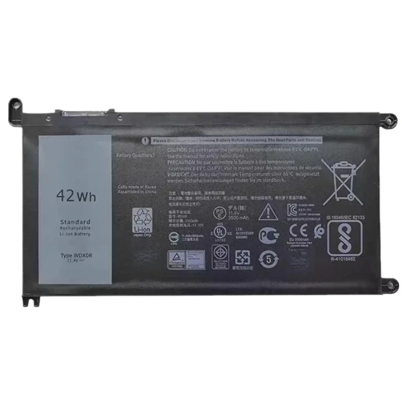 WDX0R 11.4V 42Wh 3500mAh Battery for Dell Vostro 5468 5471 5568 Inspiron 13 5368 5378 5379 7368 5770 High Quality Laptop Battery