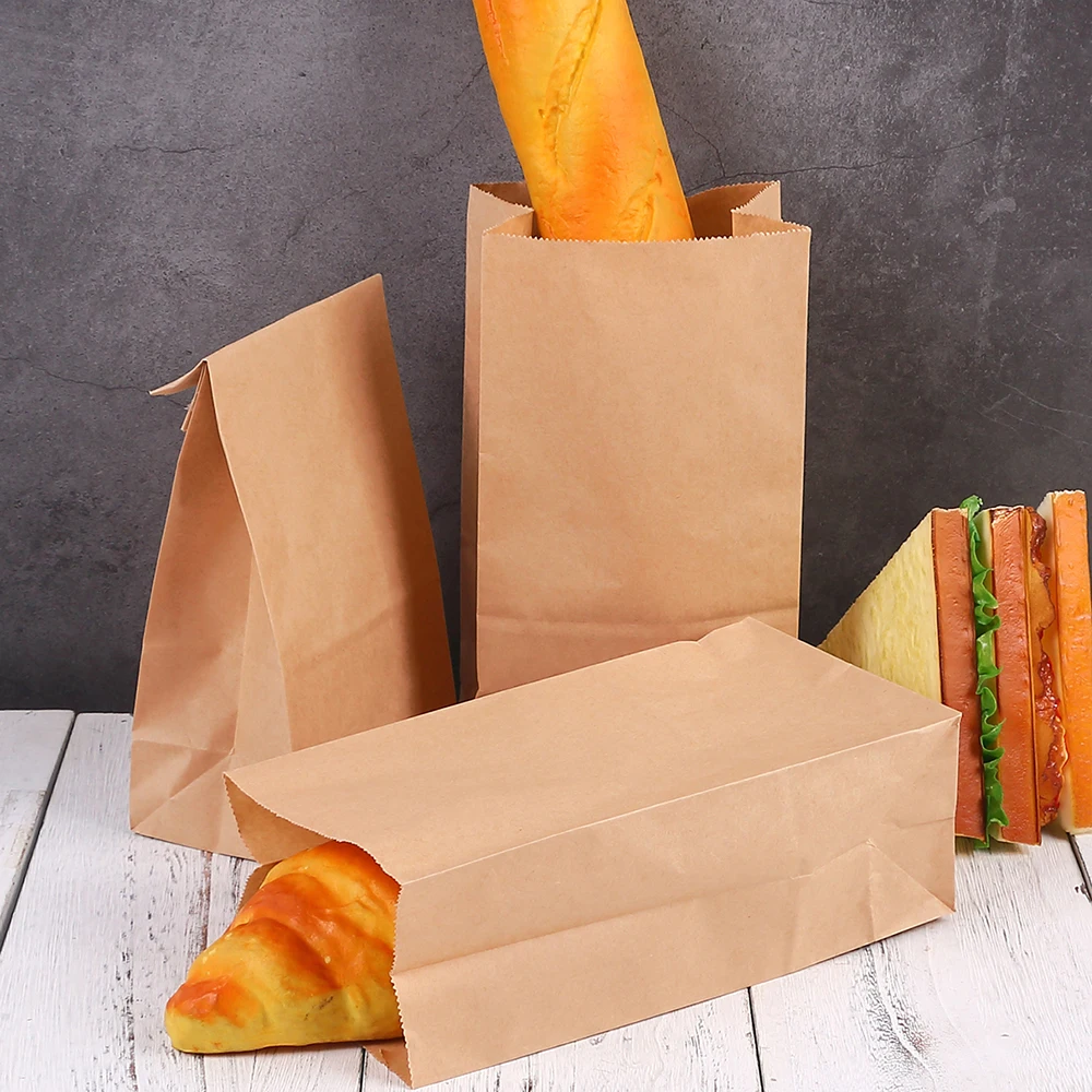 10Pcs Kraft Paper Bags Versatile Paper Snacks Lunch Bags for Food Take Out or Retail Shopping Bread Food Packaging Bag