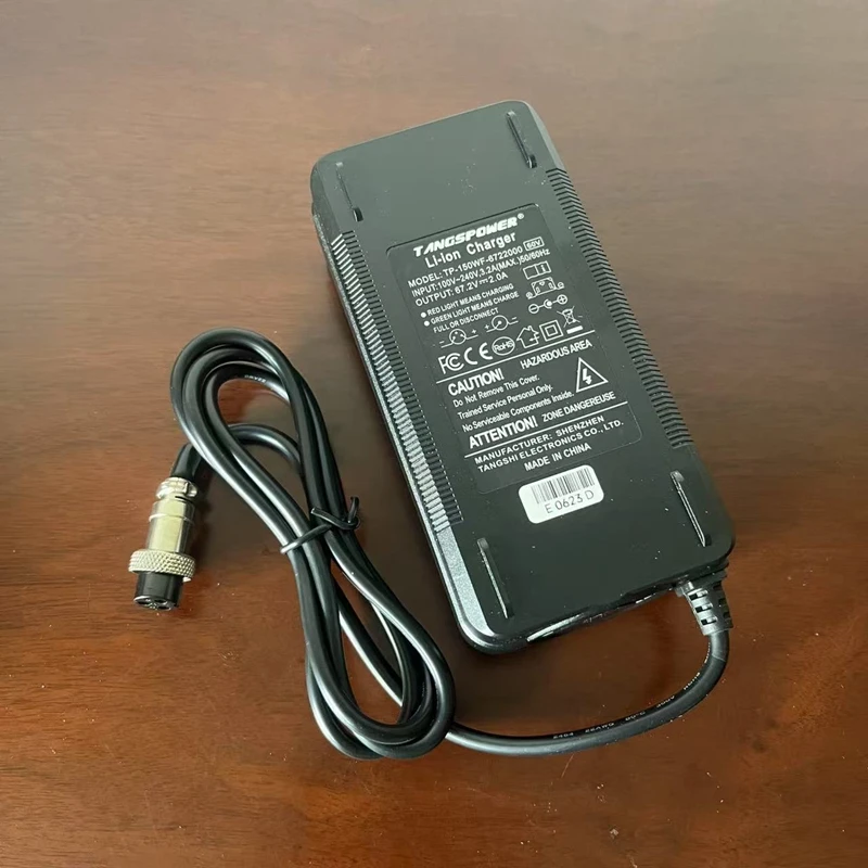 

67.2V 2A Electric Bike Charger For Wheelbarrow 16S 60V Li-ion Battery Pack For Electric Scooter Charger With 3P GX16 Connector