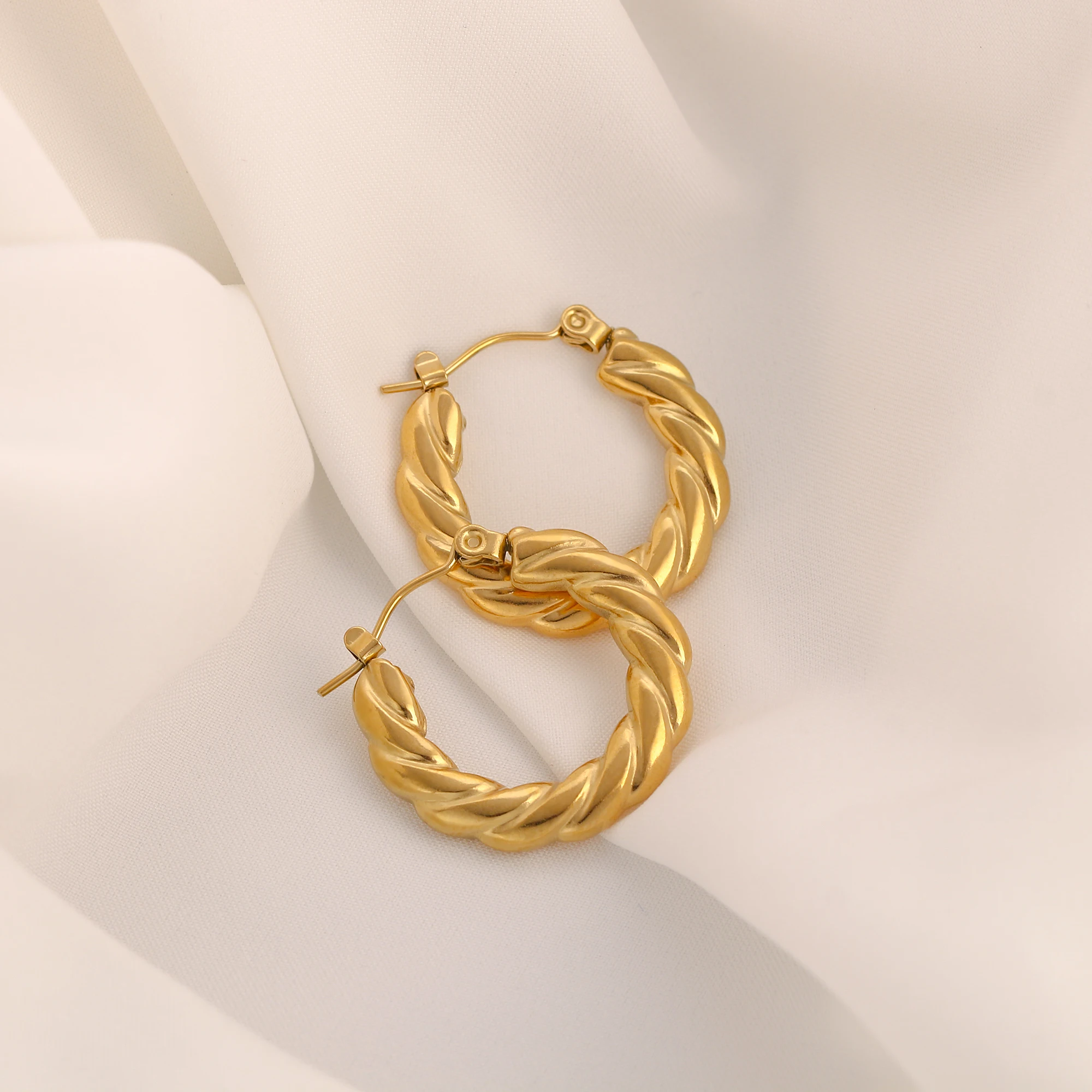 316Stainless Steel Fashion Round Heart Shape Hoop Earrings For Women Gold Color Irregular Geometry U Shape Earring Jewelry Gifts