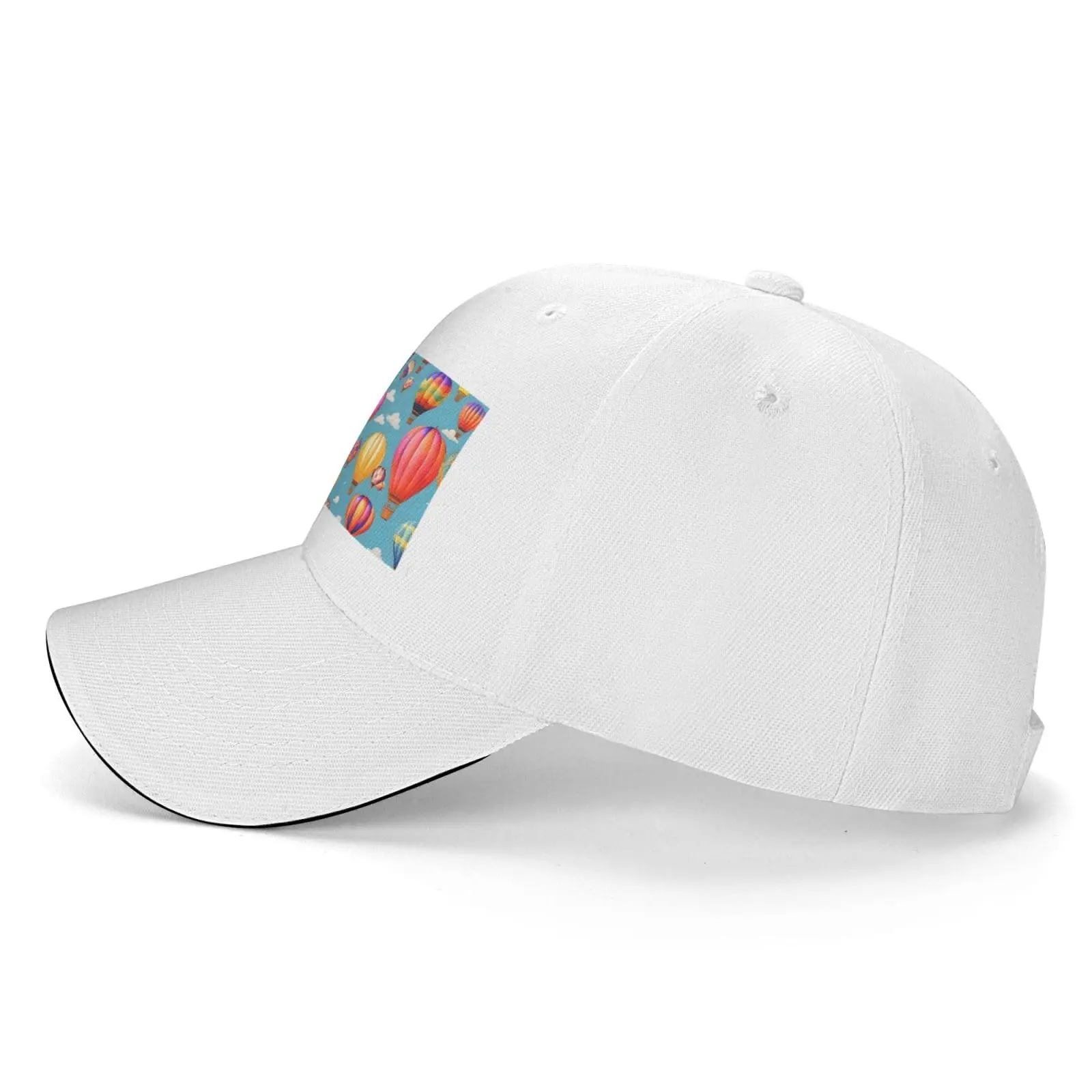 Balões coloridos de ar quente imprimir Sandwich Baseball Cap, Boné exterior ajustável clássico, tampão de sol respirável, moda