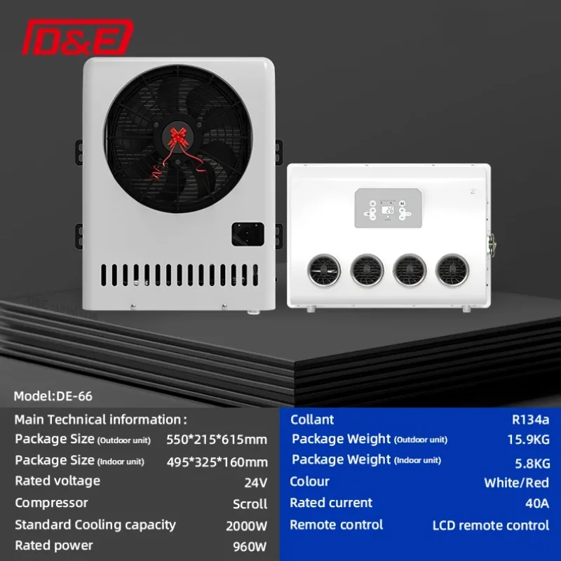 High Quality Factory Direct Sales 24V 2000W Cooling Capacity Split Parking Air Conditioner For Trucks Vans RVs