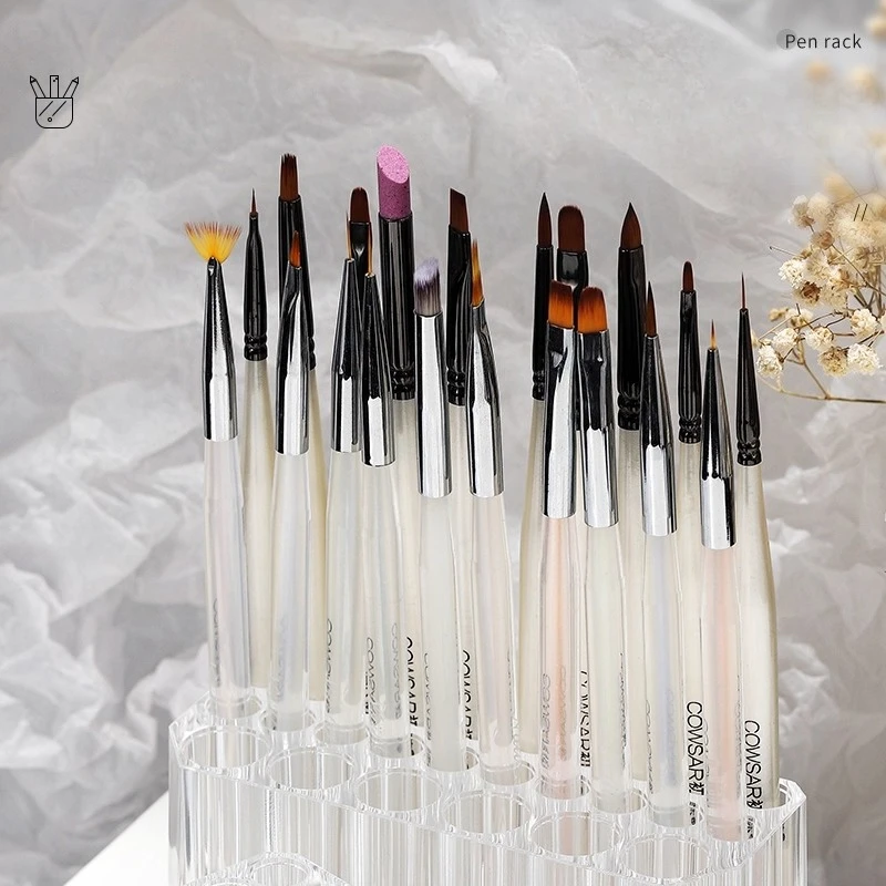 Acrylic 26 Holes Acrylic Makeup Brush Holder Organizer Eyeliner Eyebrow Pencil Makeup Brush Drying Box Makeup Tool Storage Shelf