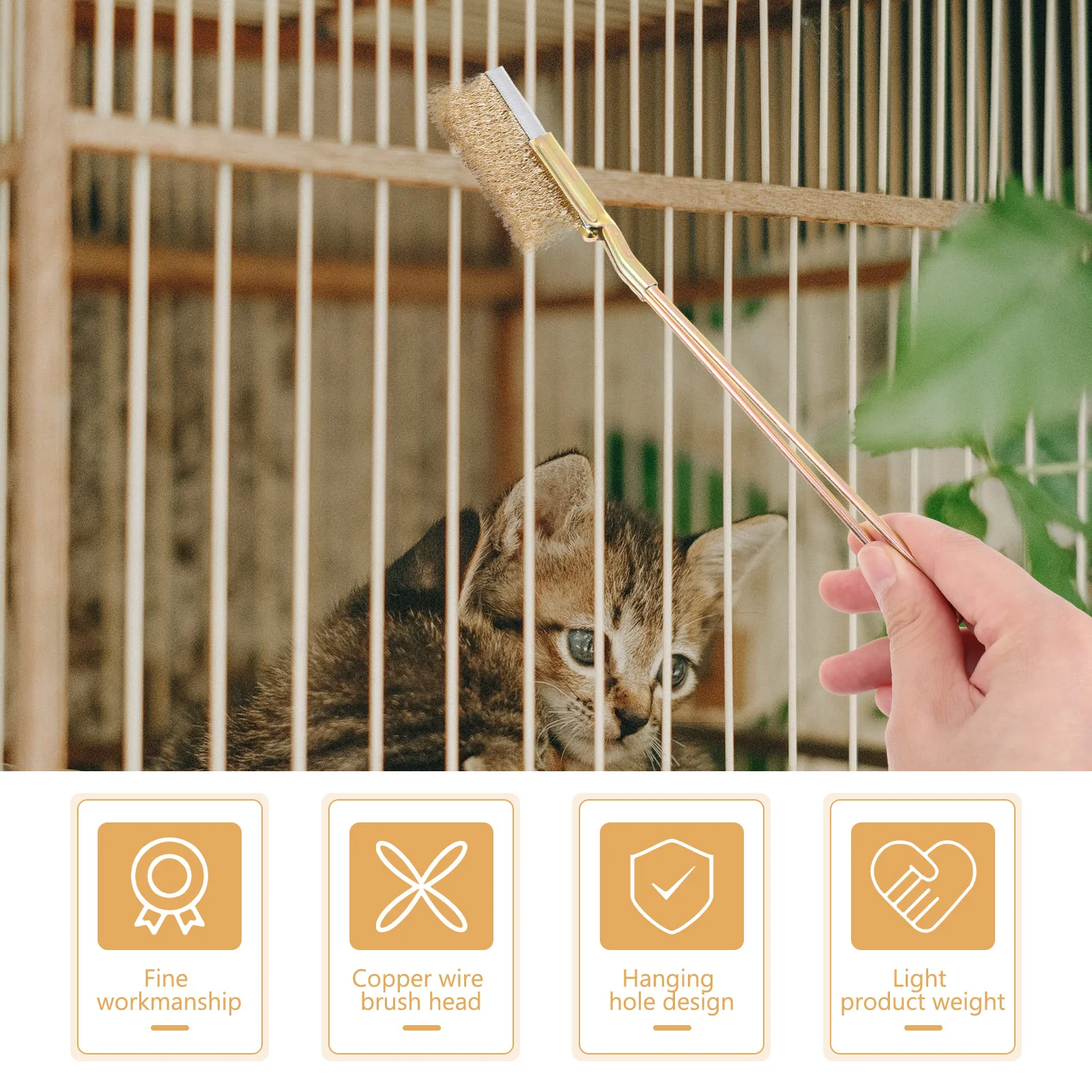

1Set Steel Wire Brush Practical Long Handle Bird Cage Cleaner Effective Cage Cleaning Brush Parrot Droppings Remover