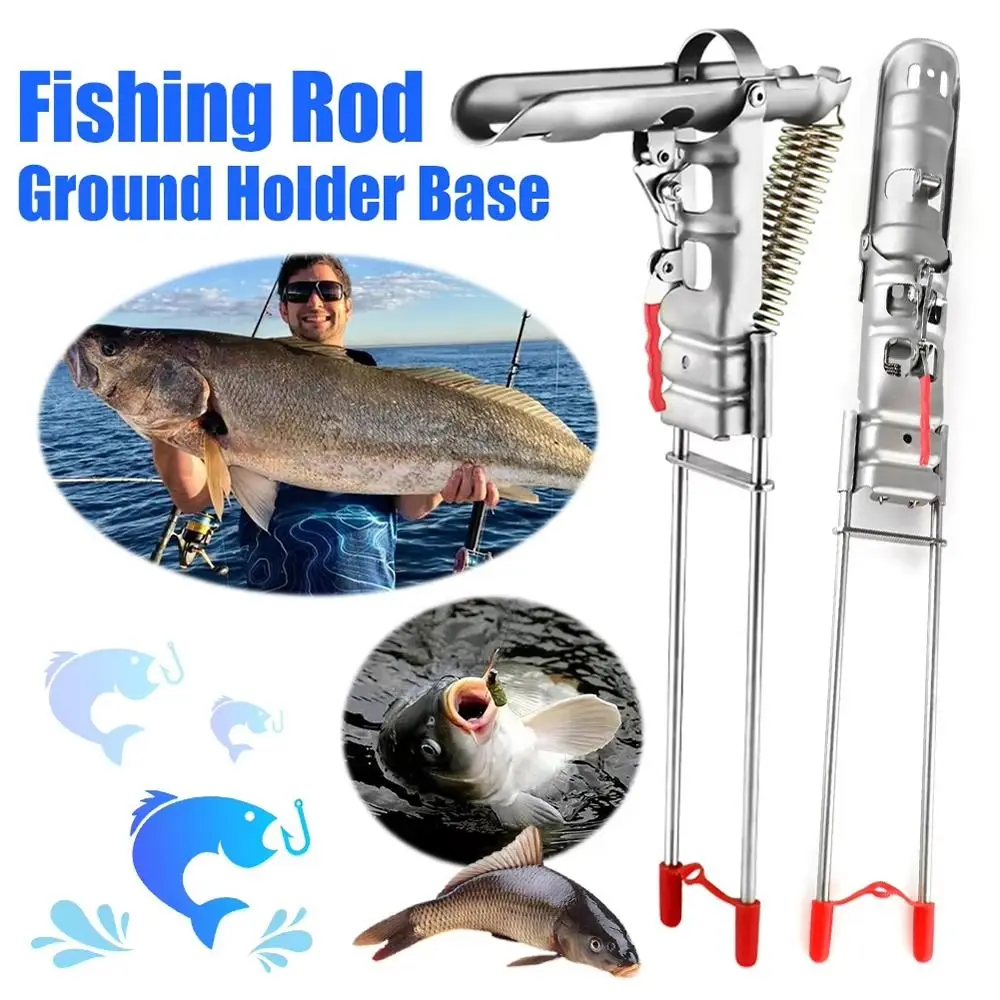 

1Pcs Stainless Steel Automatic Fishing Rod Holder Adjustable Spring Folding Fishing Rack Tool Ground Holder Base
