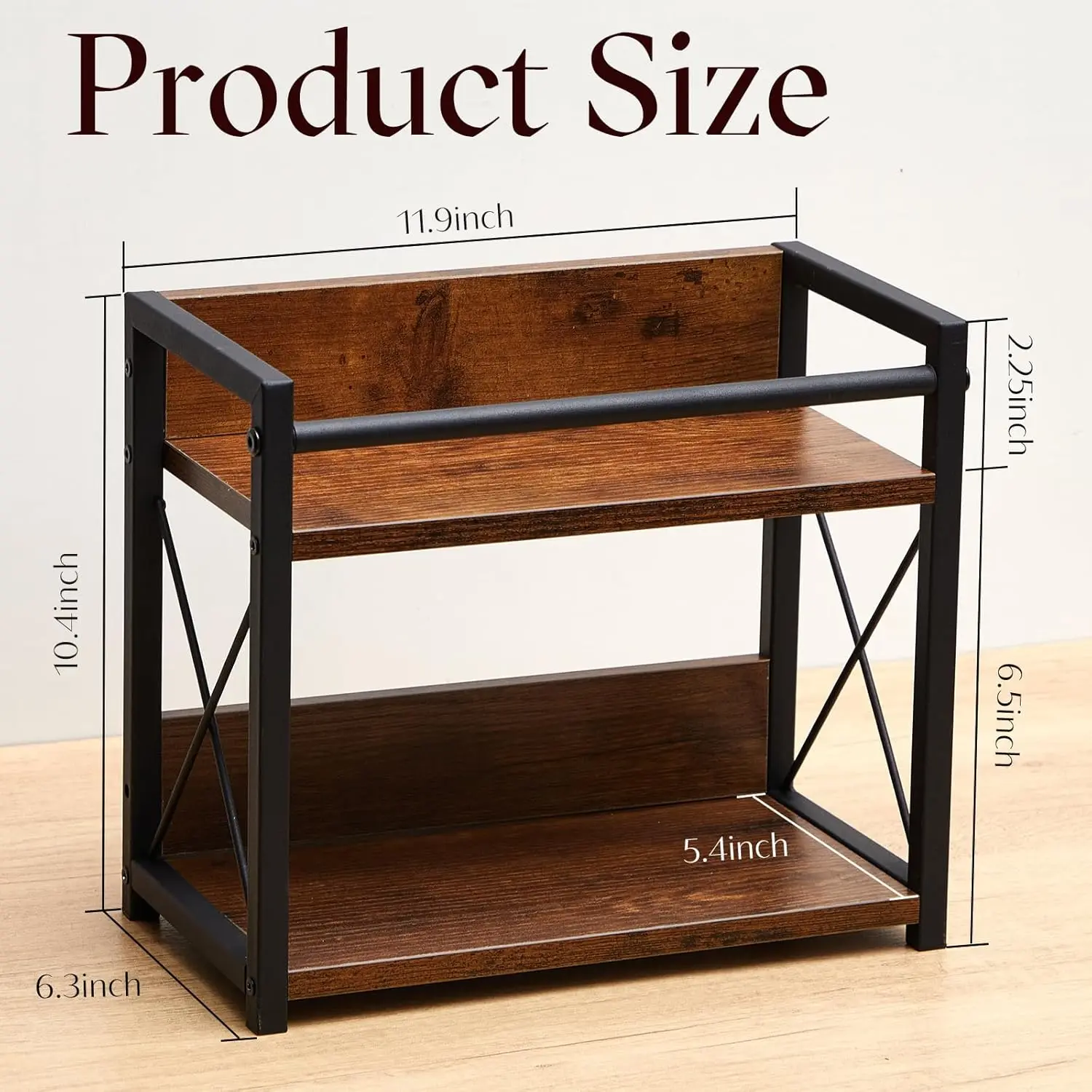2-tier CD Storage Holder CD Storage Shelf for Display Countertop Wooden DVD Rack with Display Top Shelf Organizer for Home Offic