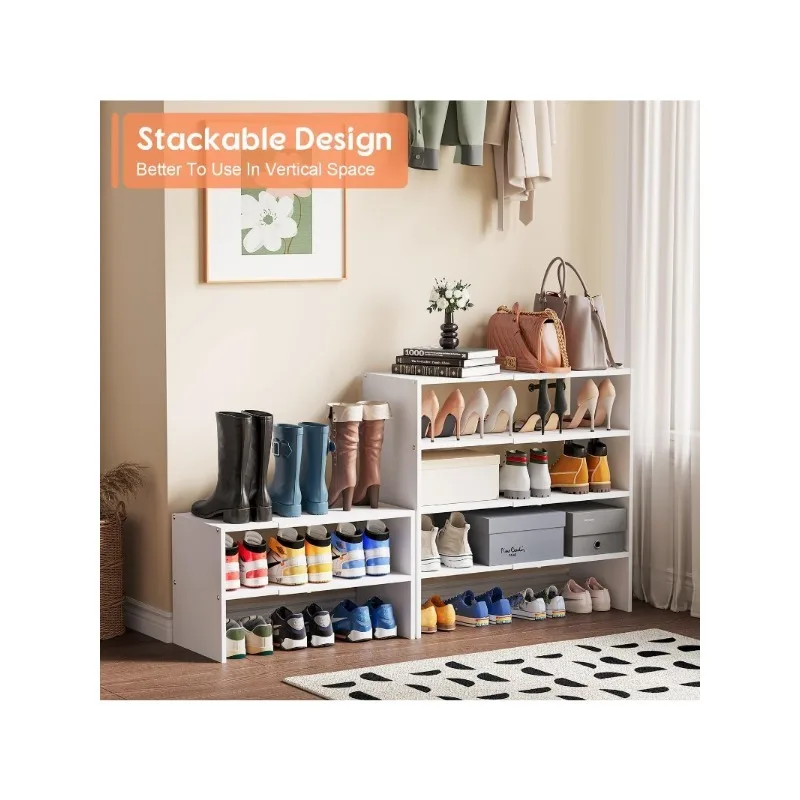 

Retractableshoe rack storage rack stackable shoe rack storage rack small iron and wood combination multi-functional storage rack