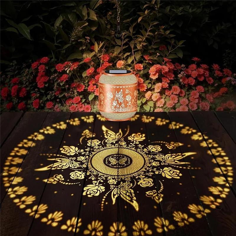 

【Limited-Stock!】Waterproof Solar Lantern Outdoor Hanging Solar Lights For Outside, Hollow Out Metal Garden Deco For Outside Butt