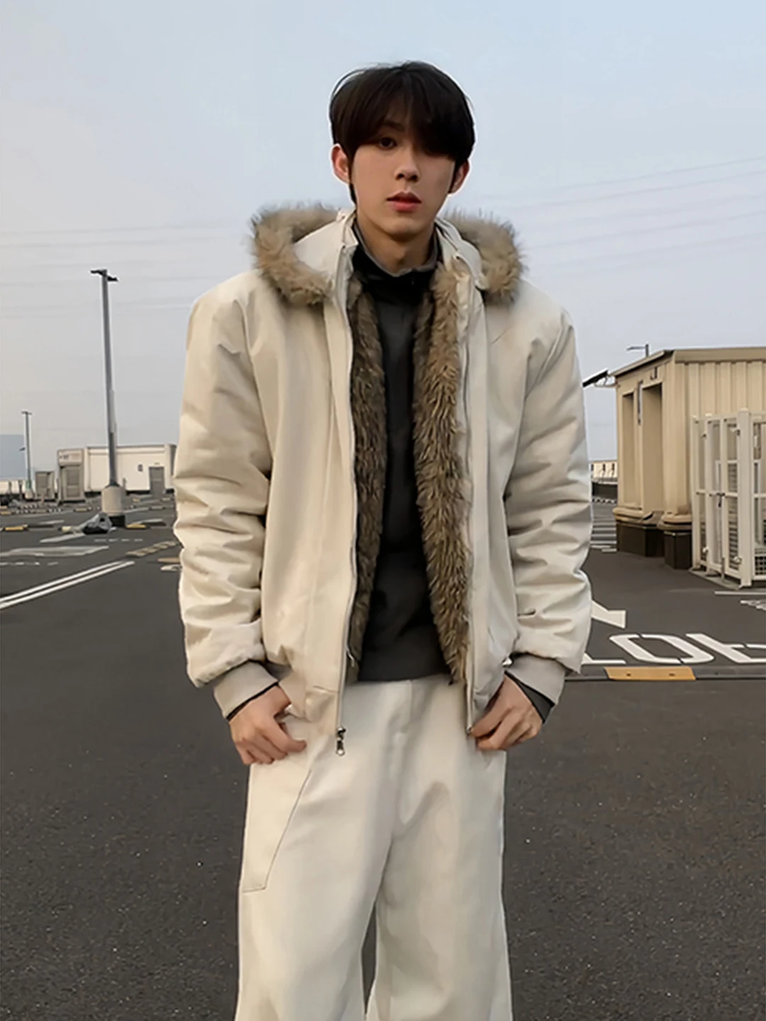 

Мужская зимняя куртка с отстегивающимся меховым воротником, утепленная, из хлопка, для работы, молодежная, повседневная, теплая, на молнии, однотонная