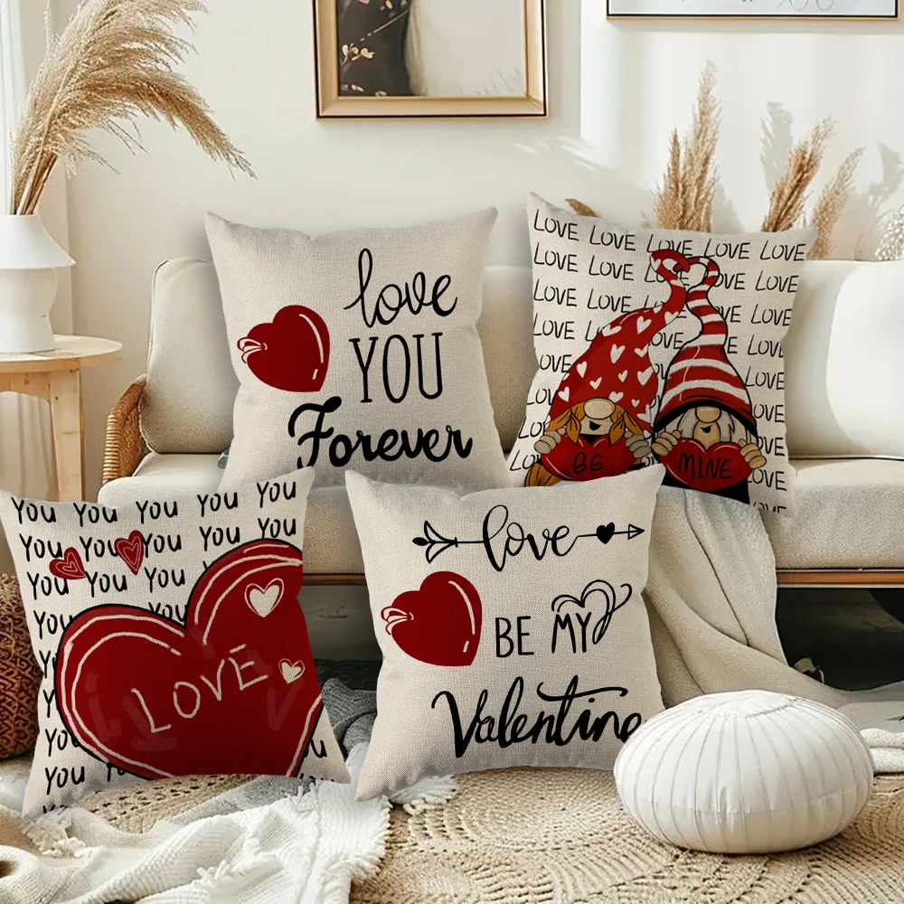 Valentine's Day Pillowcase Wedding Decorative Linen Pillow Case For Home Pillow Cover 45X45(One Sides)