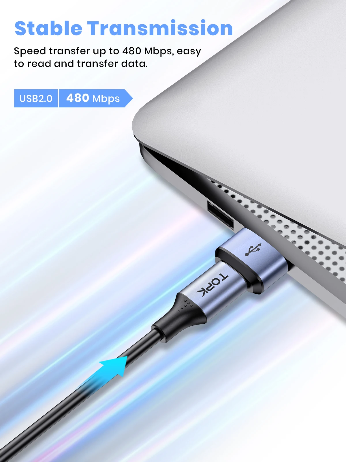 TOPK AT13 USB C إلى USB ذكر محول USB أنثى (Type-C) إلى USB 2.0 ذكر (USB-A) شحن سريع ومزامنة البيانات OTG محول موصل