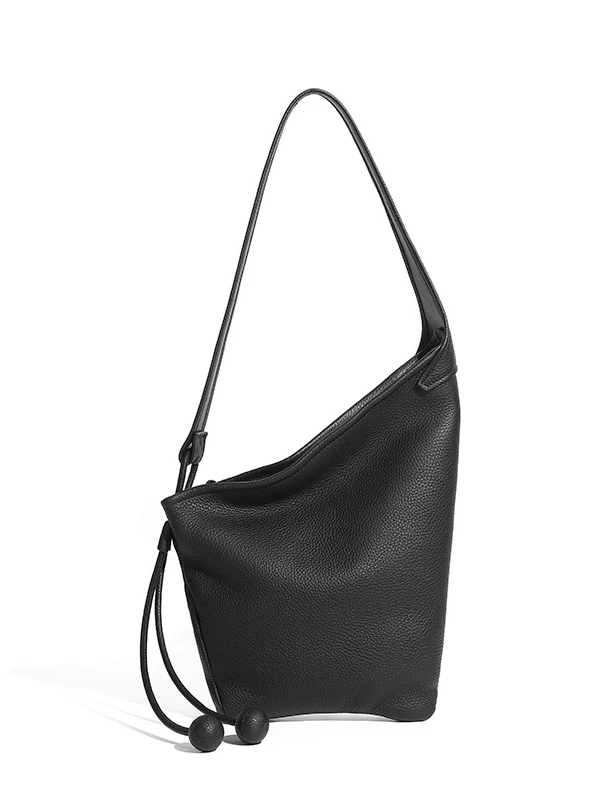 

Women's Top Layer Cowhide Horn aped oulder Bag Faionable Dumpling Bag Soft Briti Sle Polyester Lined Zipper Closure