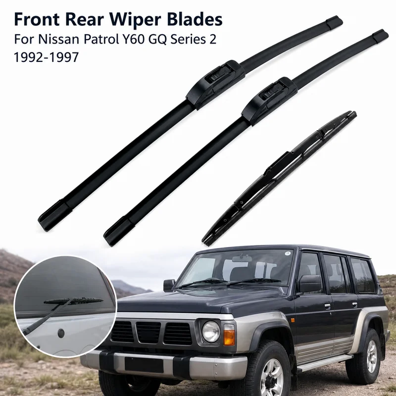 Front Rear Wiper Blades For Nissan Patrol Y60 GQ Series 2 1992-1997 3pc Windshield Windscreen Window Brushes Car Parts