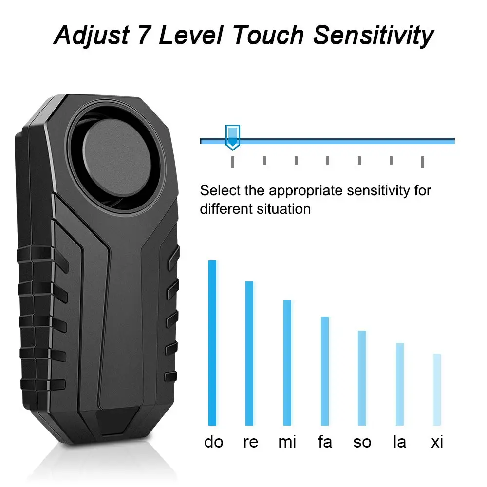 Супер громкий 113 дБ IP55 Водонепроницаемая двусторонняя охранная велосипедная сигнализация Черный беспроводной пульт дистанционного управления для мотоцикла и велосипеда Супер громкий 113 дБ