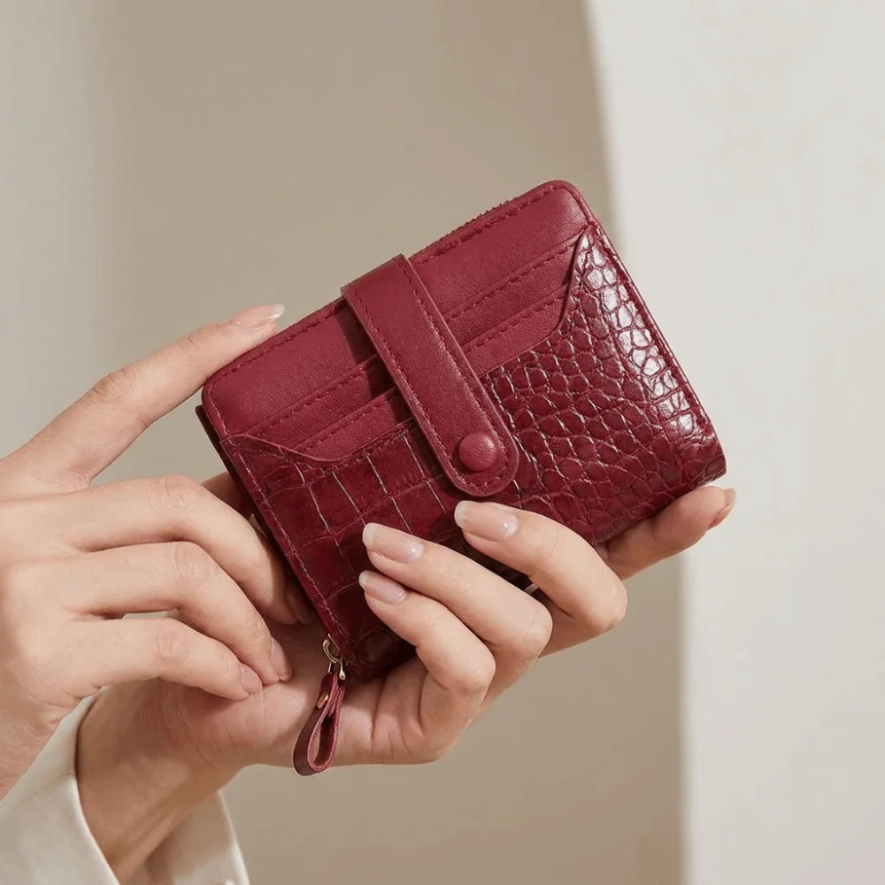Portable Women Short Wallet Polyester Solid Color Card Bag Multiple Card Anti-splash Water Multi-card Slots Wallet School