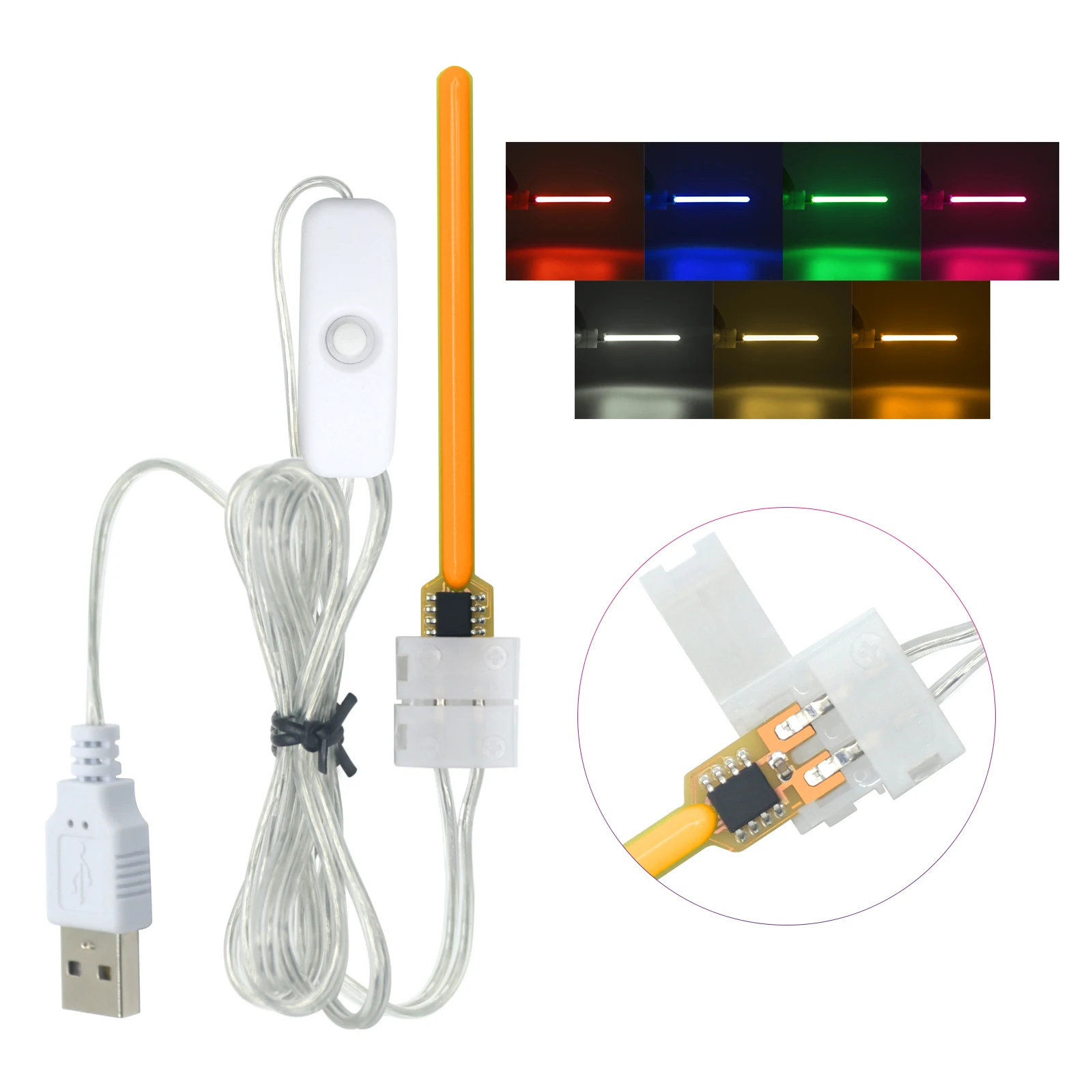 3V Cob 40mm 59mm 70mm Meteor Shower Flowing Water Lamp Led Filament Light Diodes Parts USB Switch With Buckle No Need Welding