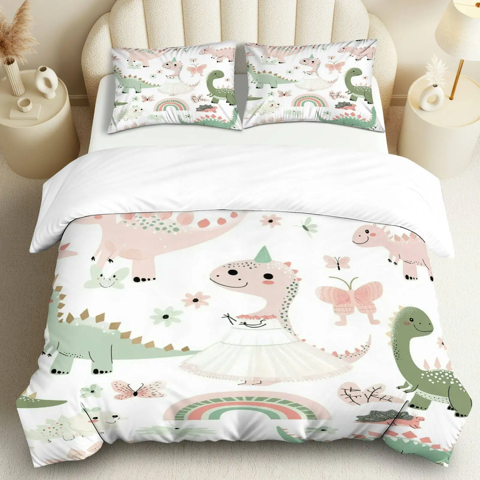 

3PCS Duvet Cover, 1 Duvet+2 Pillowcases(Without filler), Dinosaur Pattern Suitable for decoration Bedroom, Playroom.