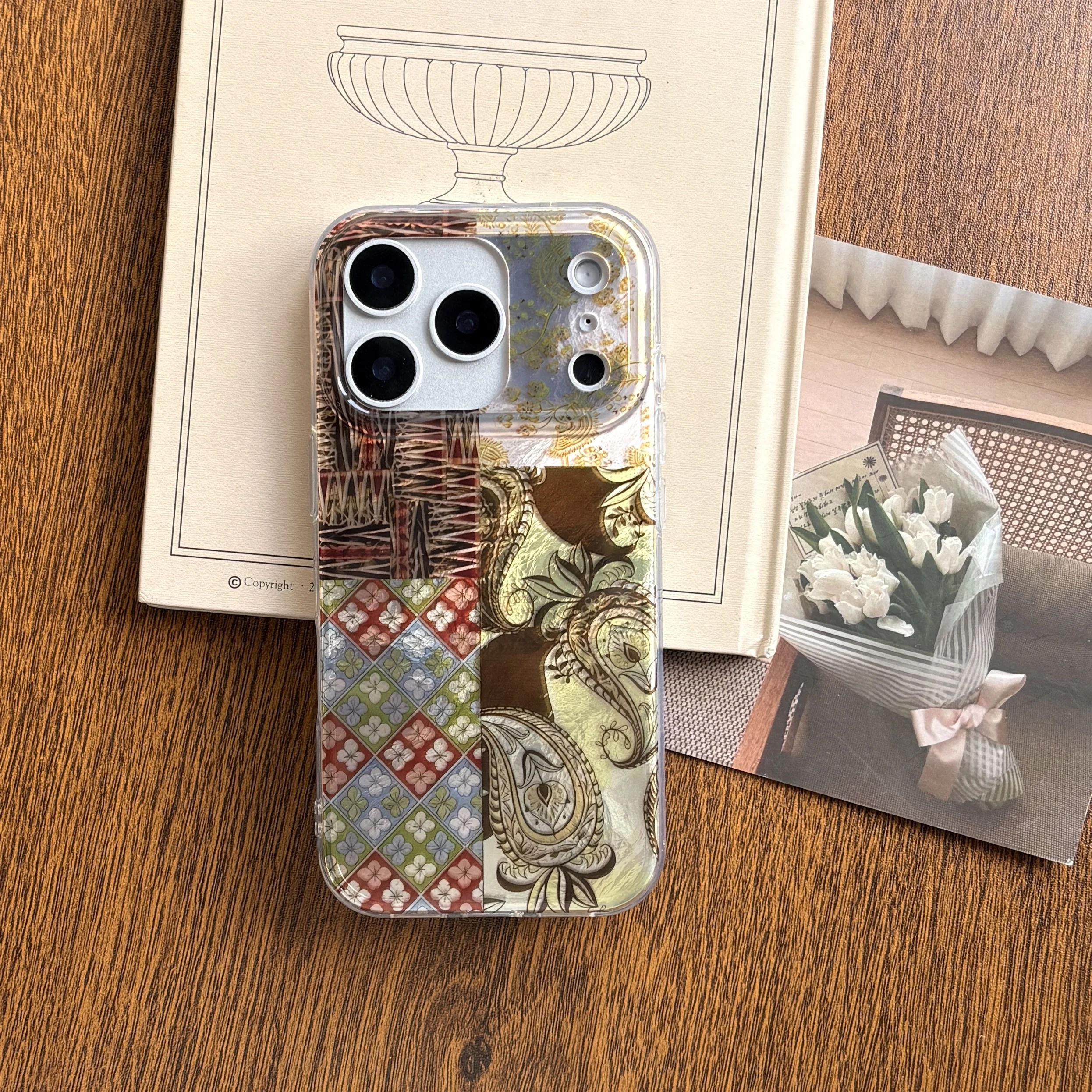 الرجعية العرقية نمط بيزلي خط أنماط الكاجو الجوز Argyle الزهور الربط الحال بالنسبة آيفون 17 برو 16 15 14 13 برو ماكس