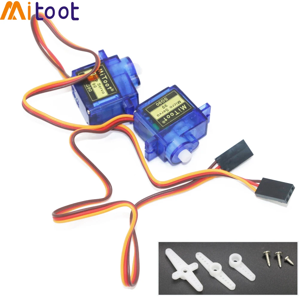 Mitoot-Mini Servo SG90 pour RC 1.6 250, 9g, 450 kg, Accessoires pour Hélicoptère, Avion, Voiture et Bateau, 2 Pièces