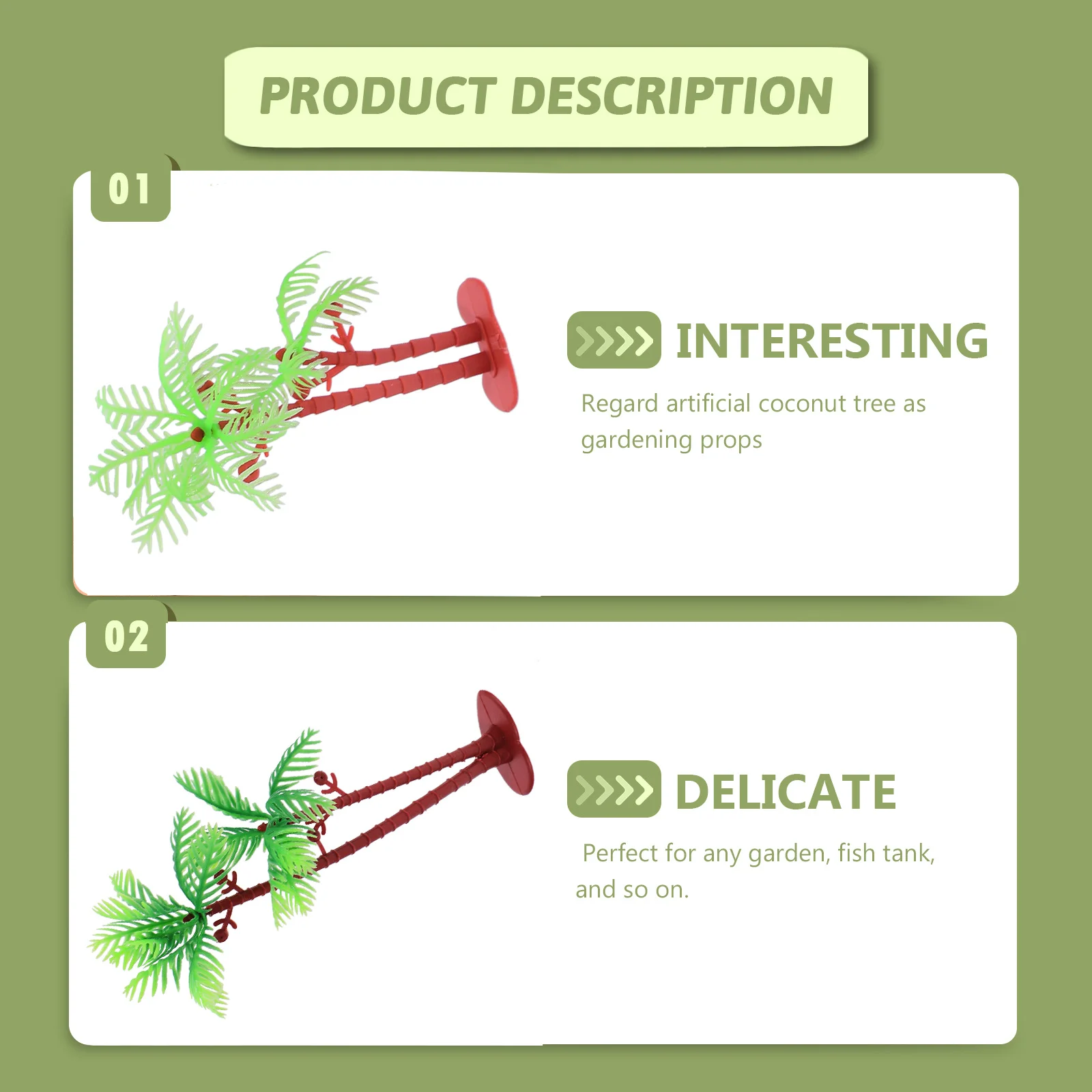 ต้นปาล์มเทียมขนาดเล็ก 10 ชิ้น ต้นมะพร้าวจำลองเหมือนจริงสำหรับตกแต่งสวนในกระถาง DIY และตู้ปลา