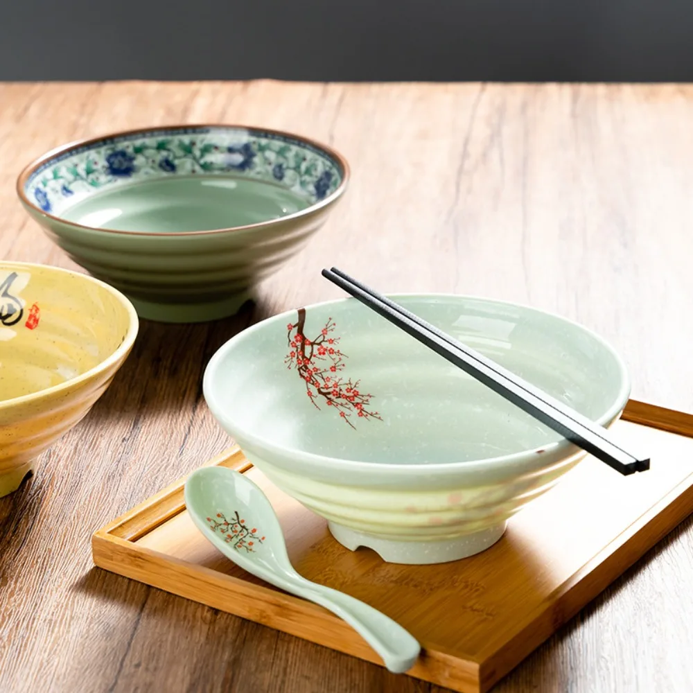 Durable Imitation Ceramic Melamine Ramen Bowl Large Capacity Japanese-style Noodle Bowl Anti-fall Soup Bowl Restaurants