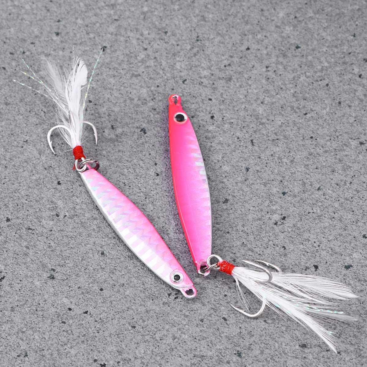 

2Pcs Fishing Lures Metal Fishing Baits Sets Artificial Hard Bait Treble Hooks Spanish Mackerel (Pink)