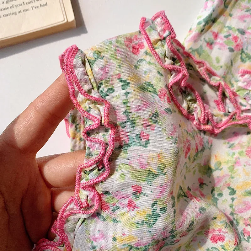 Комплект с маленькими летящими рукавами и рюшами для девочек, новинка лета 2025 года, рубашка для малышей для девочек, персонализированный комплект летнего платья в стиле вестерн