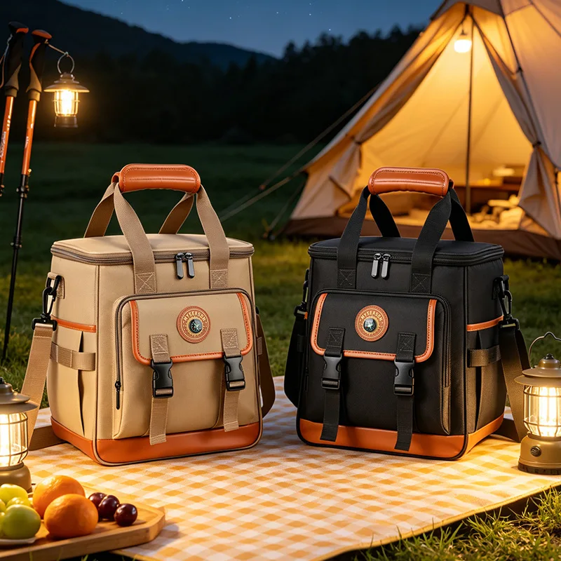 Wear-resistant Oxford cloth double-layer insulated bag for outdoor picnic, thick and large-capacity waterproof lunch bag