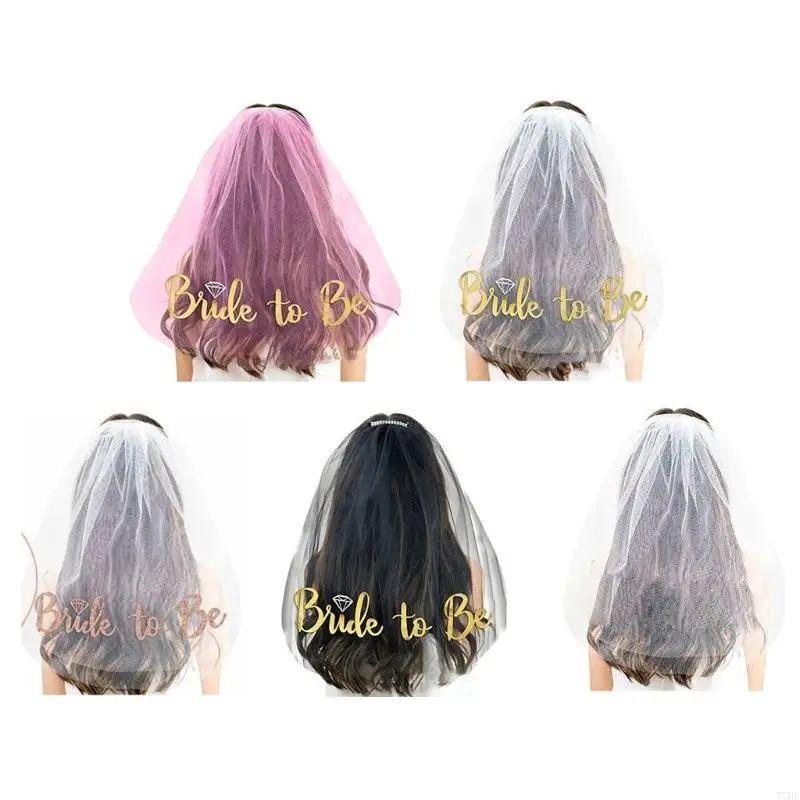

77HE Bride To- Be Veil Bachelorette Party Veil Bride Veil Short Wedding Veil
