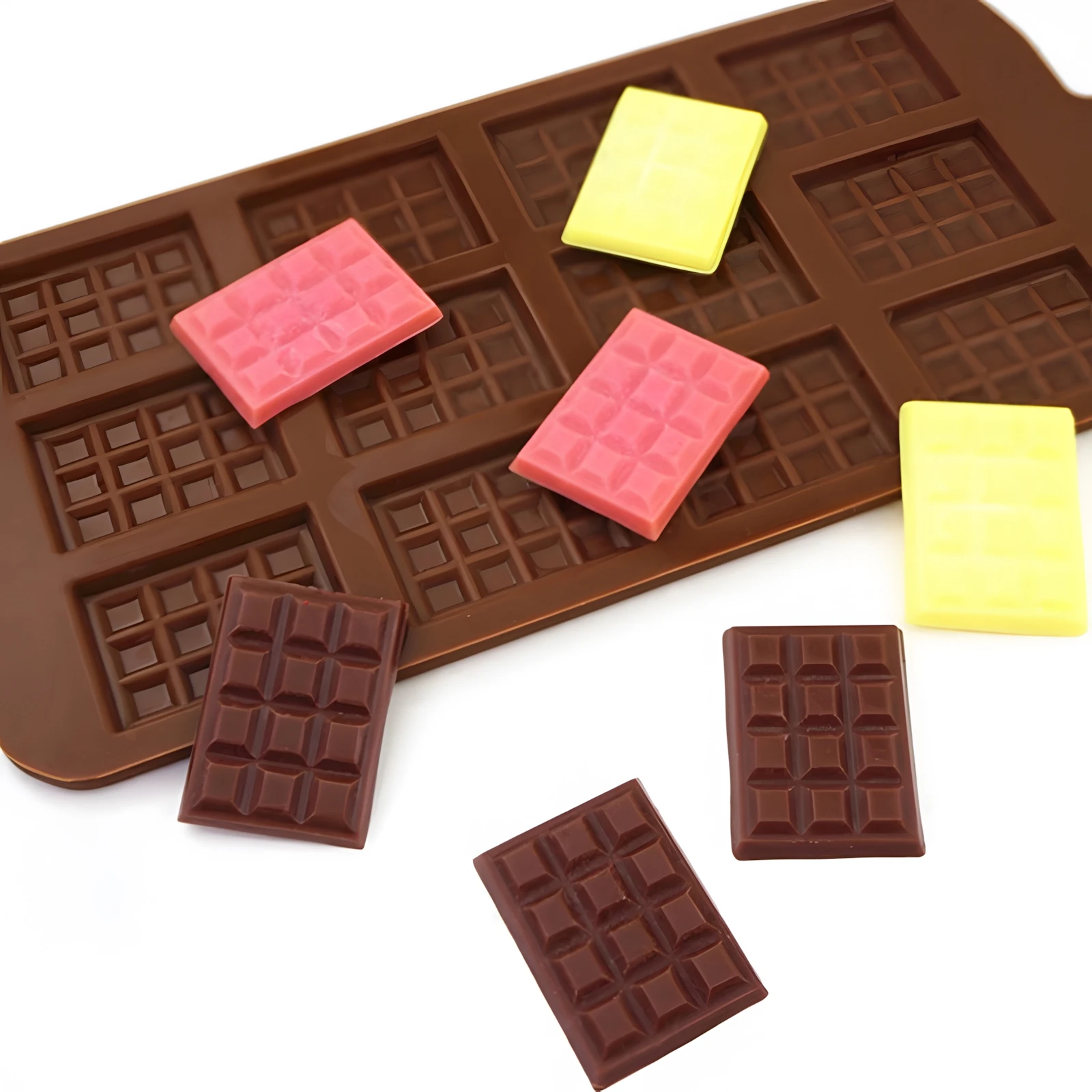 12-Cavity Chocolate Silicone Mold - Even Fondant DIY Chocolate Bar Mold, Cake Decoration Tool, Kitchen Baking Accessory