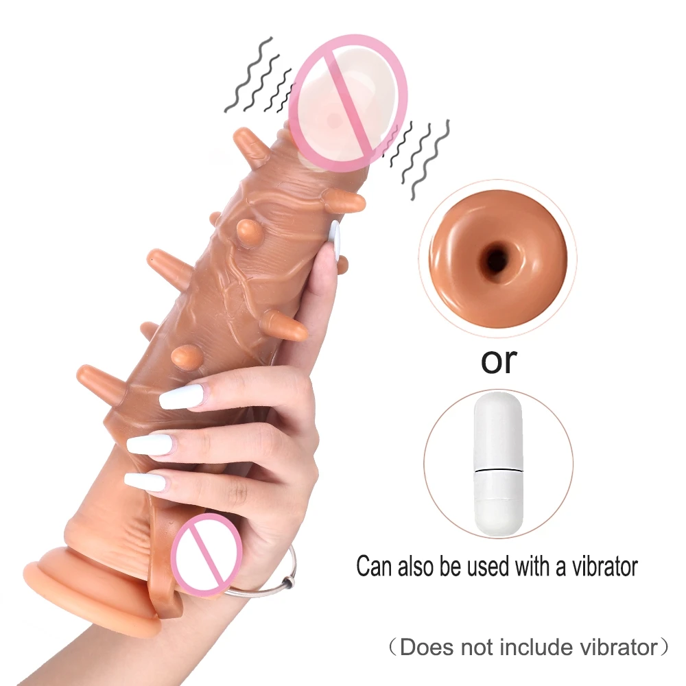 Realistic Vibrator Penis Sleeve Extender Cock  Ring Sleeve Dick Enlargement Delay Ejaculation Reusable Condom sex tool for man