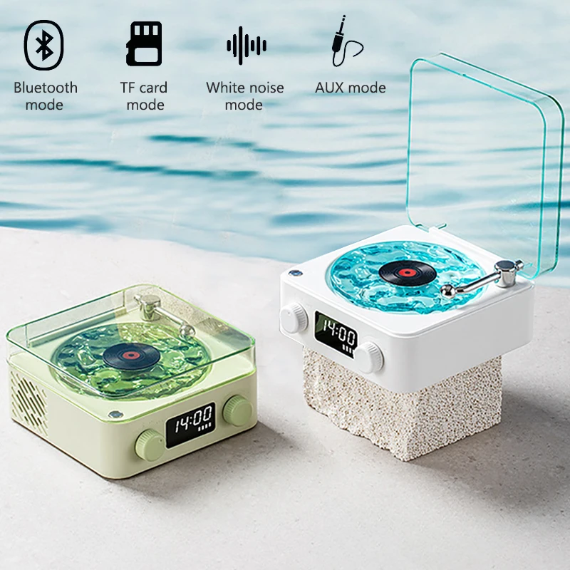 Mini Retro White Noise Bluetooth Speaker Portable Vintage Sleep Aid Speaker Subwoofer With RGB Light Alarm Clock Support TF Card