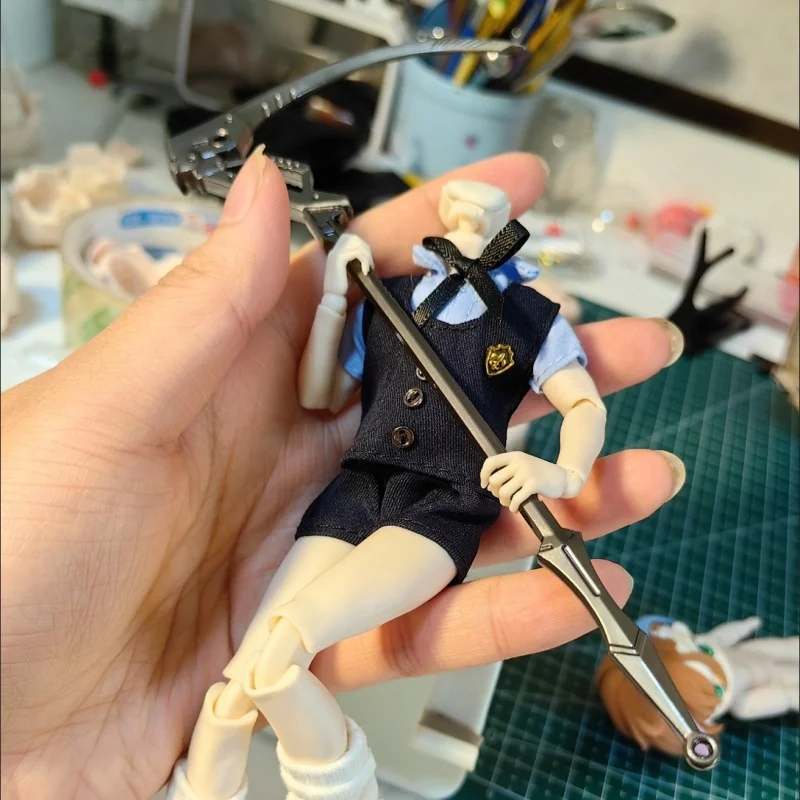 In Stock 18cm Black Red Scythe Articulated Model Backpack Charm Decoration Accessories Figurine Collectible 1/12 1/8 BJD MJD view 6