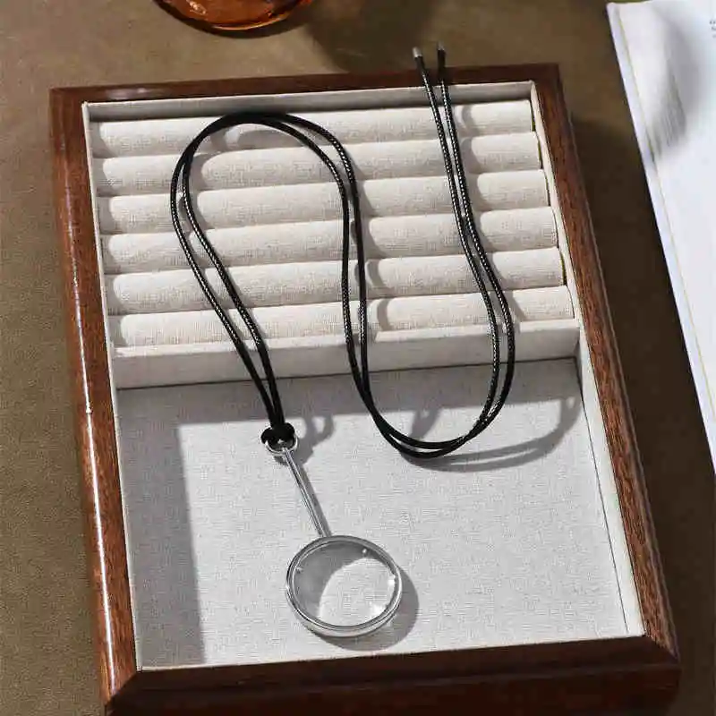 

2025 Fashion Magnifying Mirror Pendant Necklace Women Unique Design Minimalist Jewelry Everyday