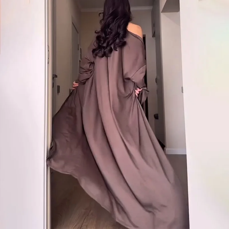 Spring Summer Matching Set Women's Fashion New Solid Color Long Sleeve Outerwear Tube Top Long Dress Set