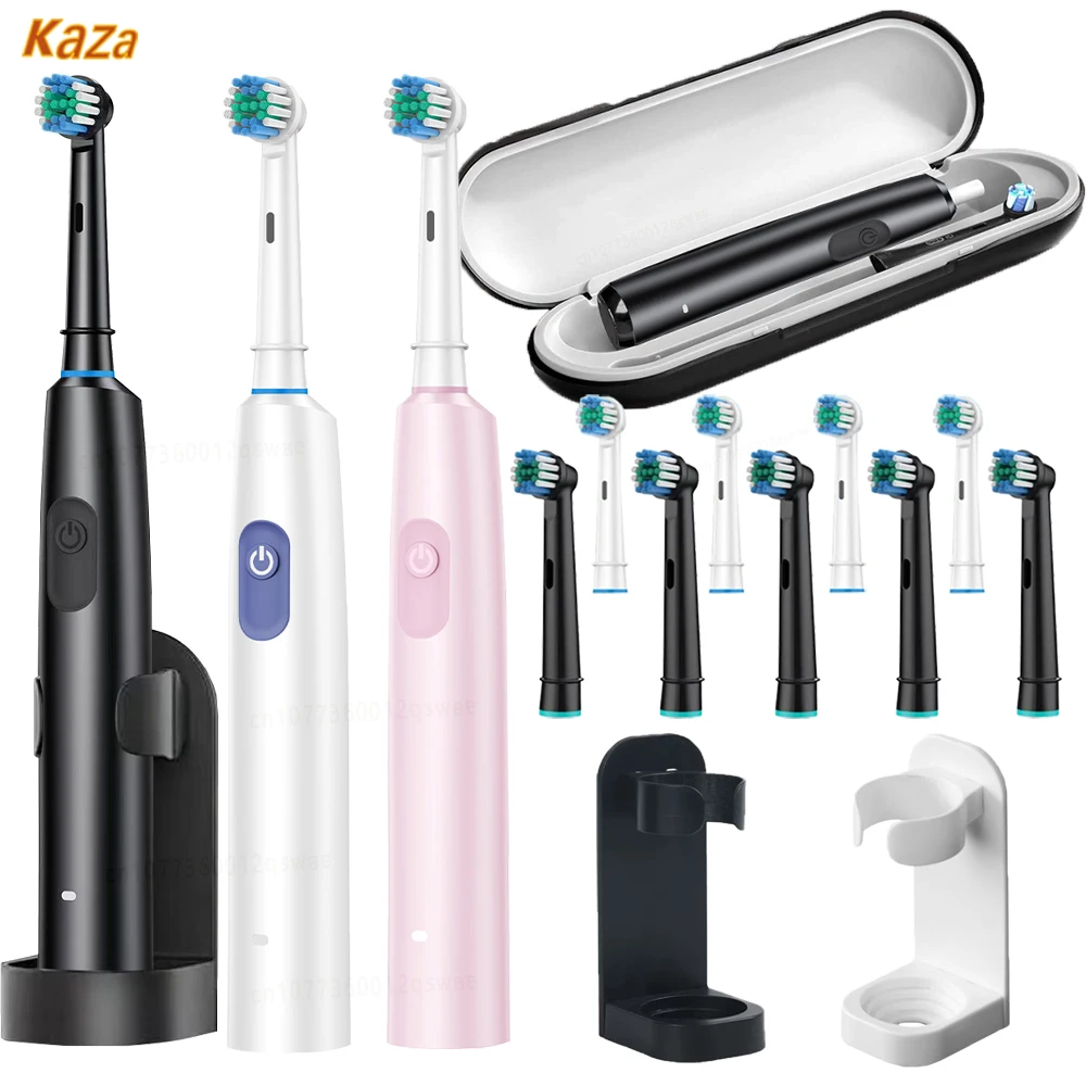

Rechargeable Electric Toothbrush Rotating 2 Minute Timer Electric Tooth Brush for Adults with 8 Brush Heads Sensitive Gum Care