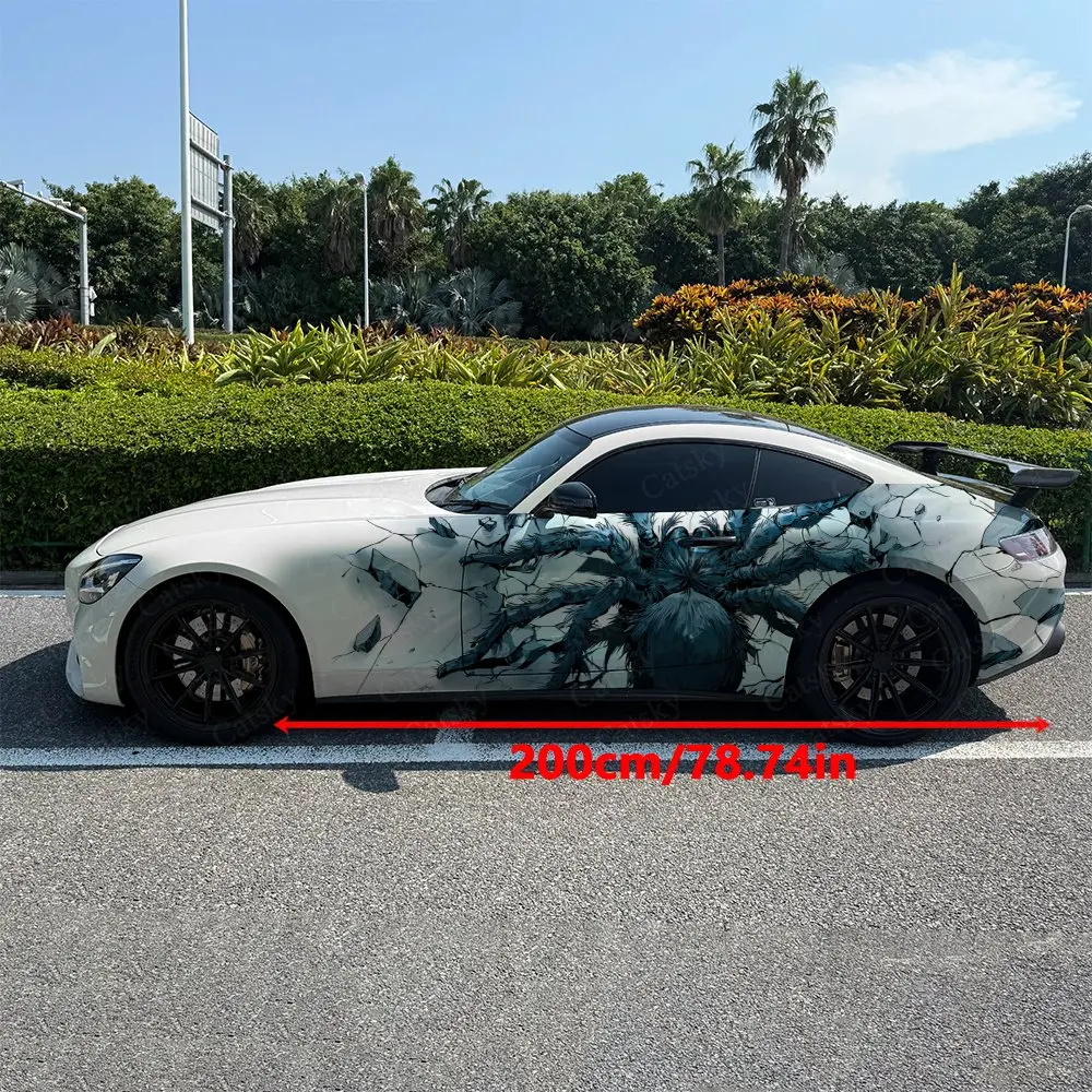 Ice Rock Giant Spider Car Side Wraps, Self-Adhesive PVC Waterproof & Scratch-Resistant Stickers, Car Accessory Gift