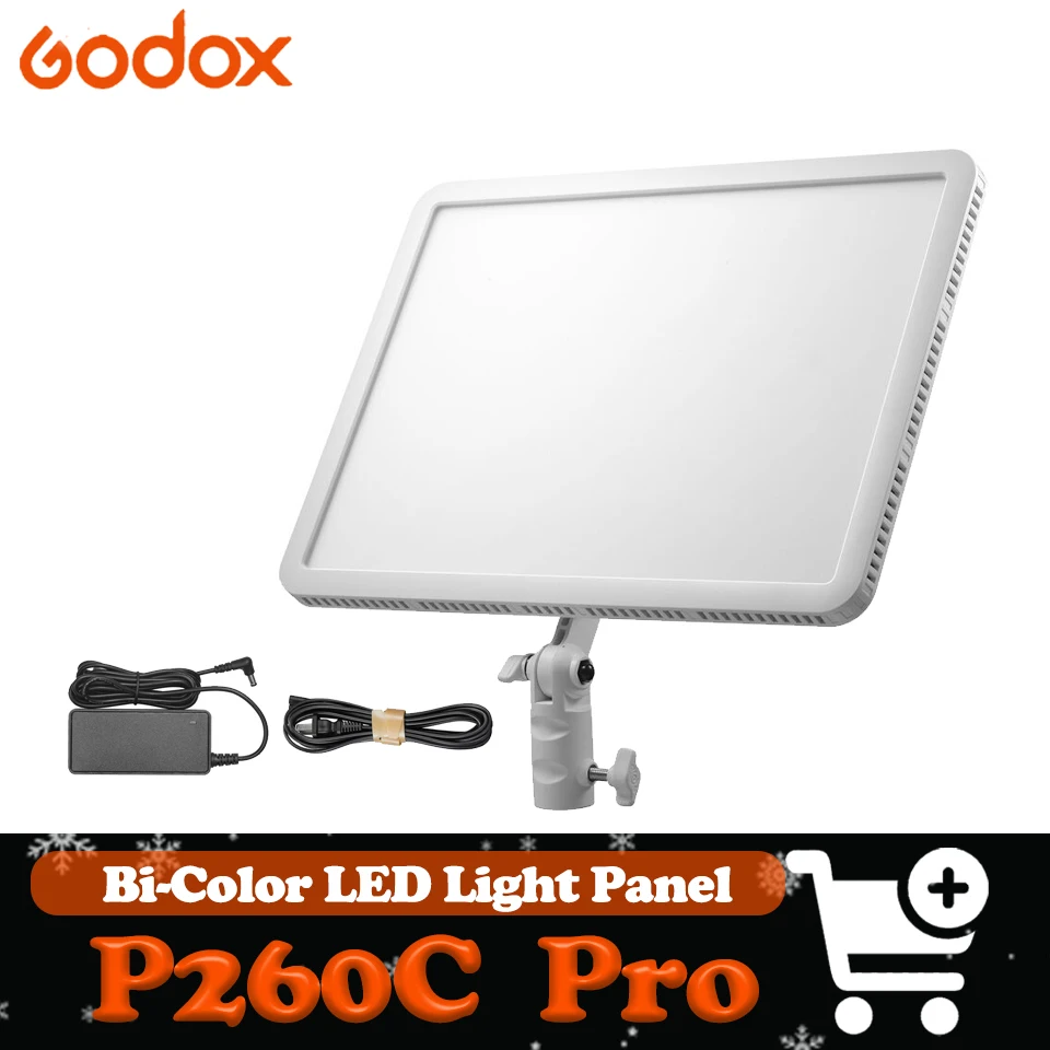 

Godox P260C Pro Bi-color LED Panel Light 2800K-6500K 45W High Brightness Lightweight Fill Lighting for Vlogging Brodcast