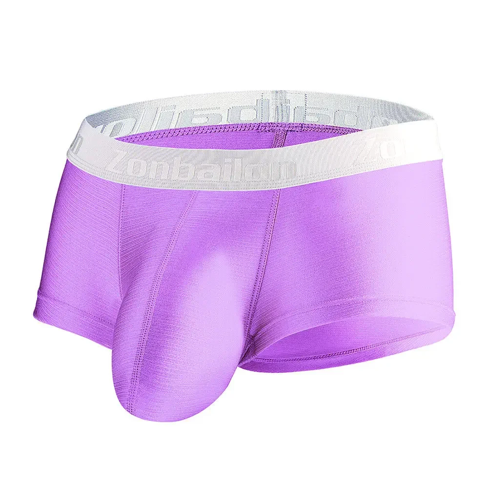 Jinshi Mens Short Leg Ball Pouch Tagless Silk Trunk Sexy Bulge Enhancing Pouch Underwear Boxer Briefs Pack