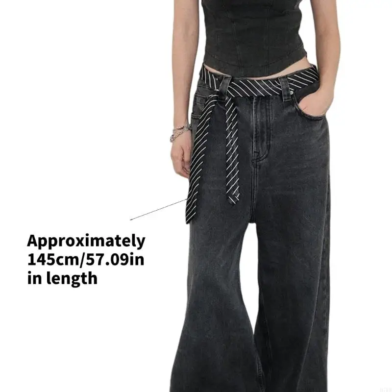 أزياء مخططة الضيقة ربطة عنق قابلة للتعديل 145 سم حقيبة حزام حزام الفرقة متعددة الاستخدامات للجنسين مكتب الأزياء الأساسية H7ef