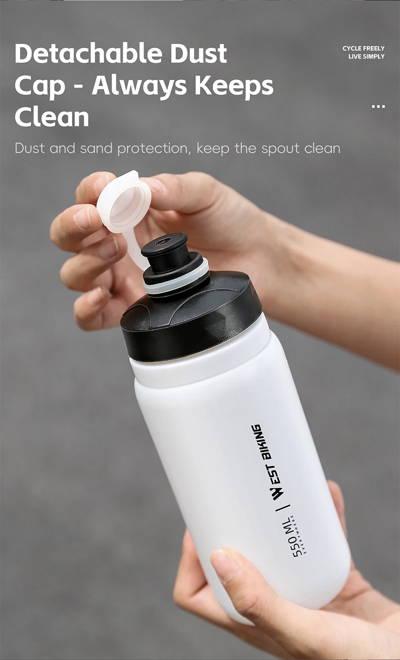 WEST BIKING 550/720ml Quetschbare Fahrrad-Trinkflasche Auslaufsicher BPA-frei Sportflasche für MTB Rennrad Outdoor Pendeln Radfahren – Detail 11