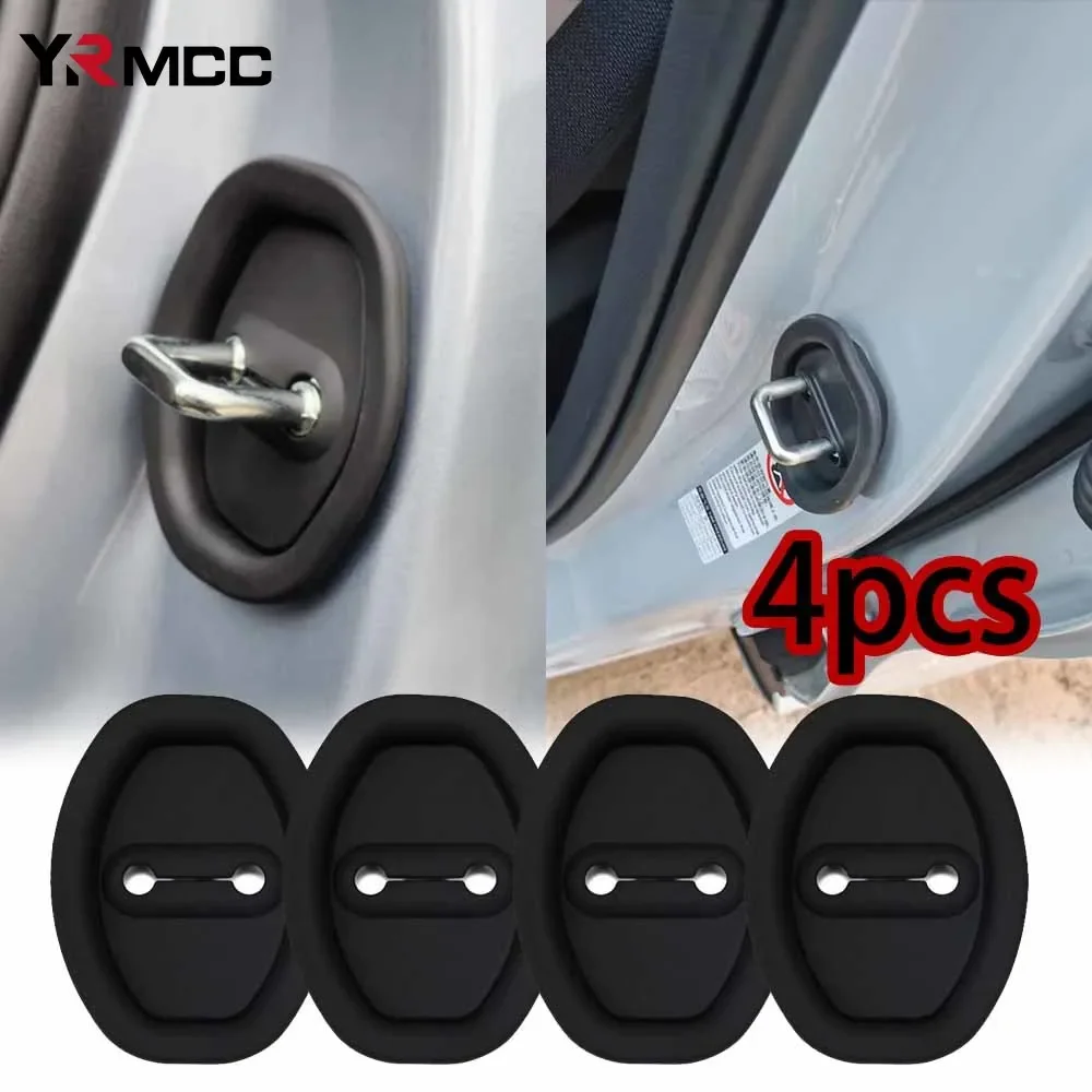 4pcs Car Door Lock Anti-collision Silicone Cover Auto Shock Absorber Pad Car Door Lock Latches Cover Sticker for Car Accessories