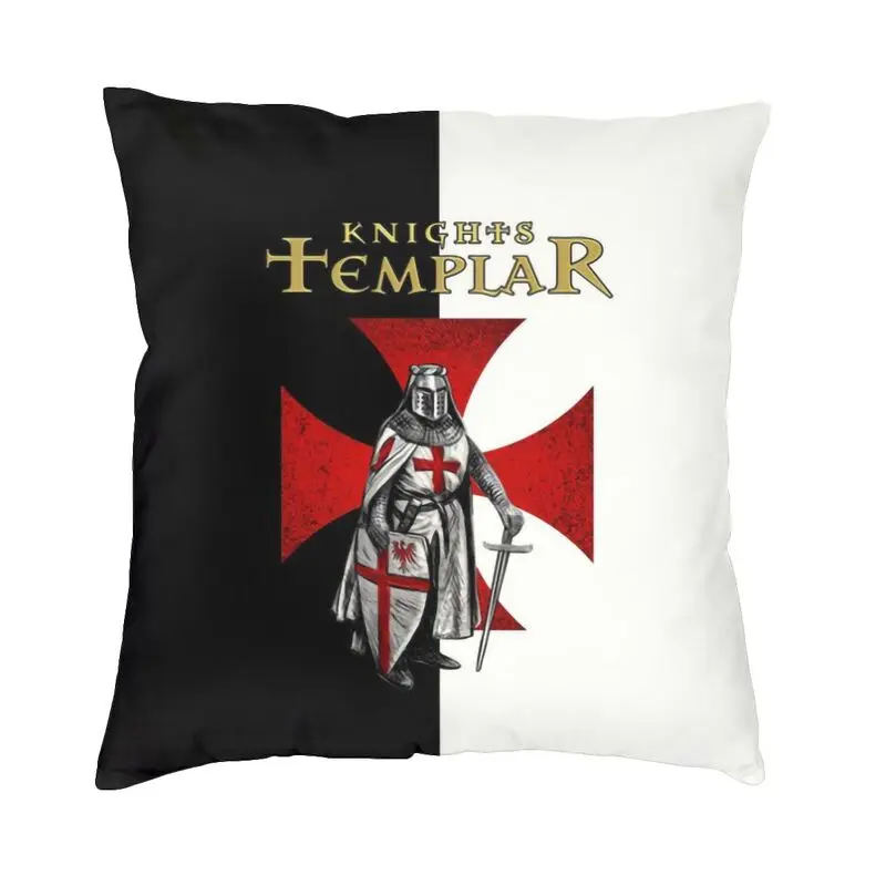 Personalized Knight Templar Square Throw Pillow Case Home Decor Printed Crusades Knights Christian Warrior Cushion Cover Sofa