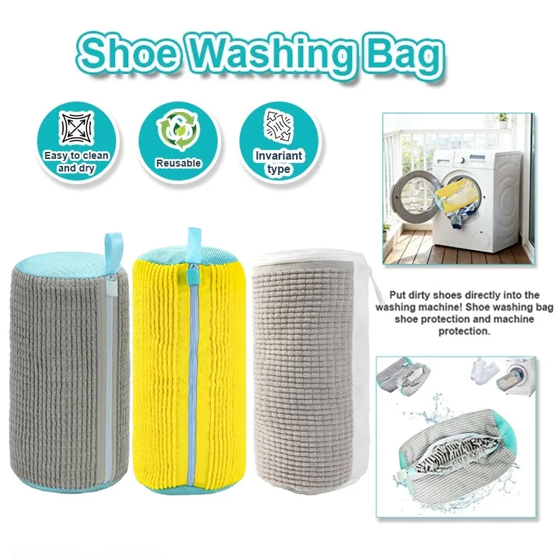 Shoe Washing Machine Bag Durable Zipper Shoe Washing Machine Bag Laundry Washer Dryer Sneaker Cleaning Mesh Accessories Tool
